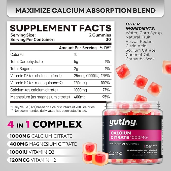 Calcium Citrate Potassium Complex Filled Gummies Calcium Citrate 1000mg with Potassium 500mg