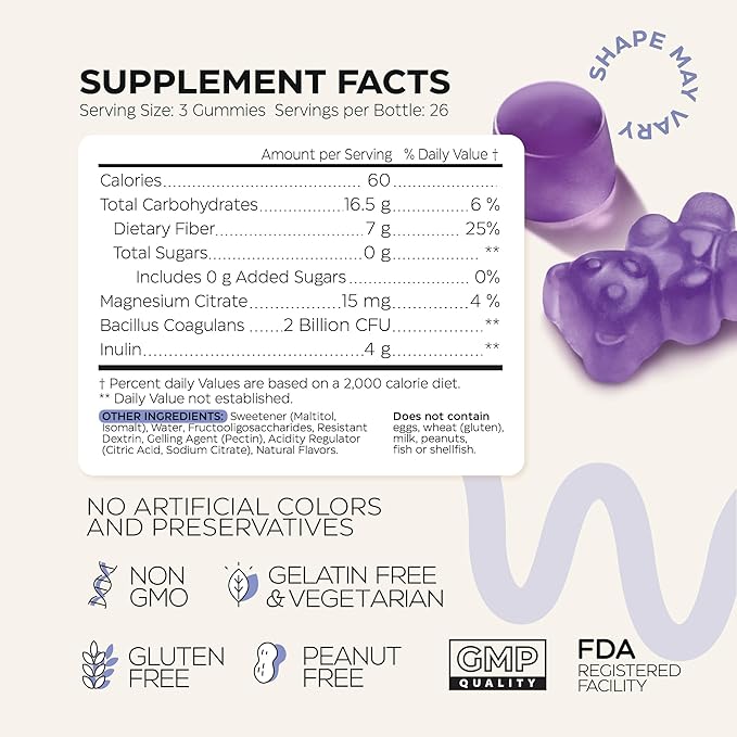 High Prebiotic Fiber Gummies for Women and Men 7G 160 Pcs (2 Pack) - Natural GLP-1 Support - Beet FOS Fiber Magnesium Inulin Probiotic - Gummy Supplement for Digestive Health - Sugar Free