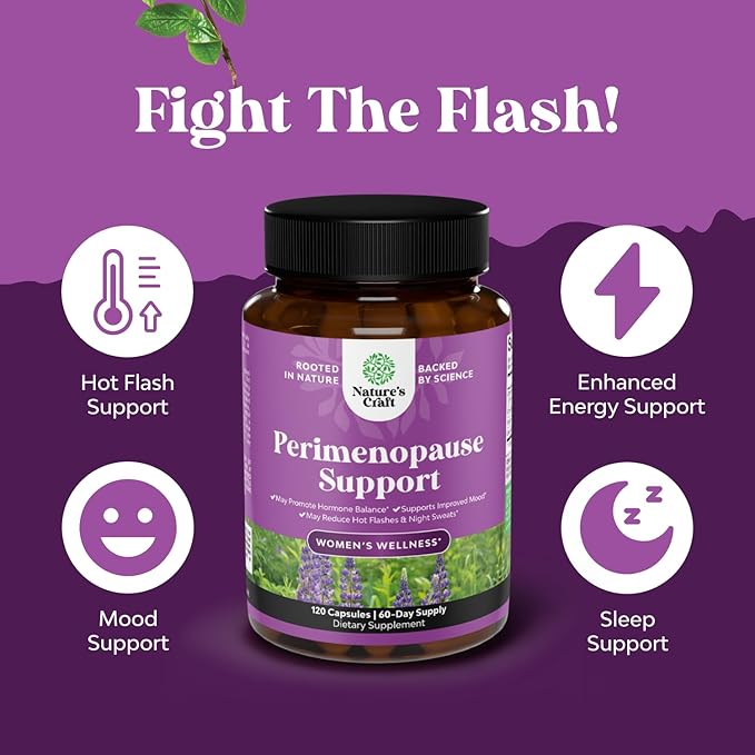 Bundle of Perimenopause Supplement with Maca Root Vitex Berry Black Cohosh for Hot Flashes Night Sweats Hormone Balance &amp Mood and Delicious Daily Women's Multivitamin Gummies for Energy and Immun