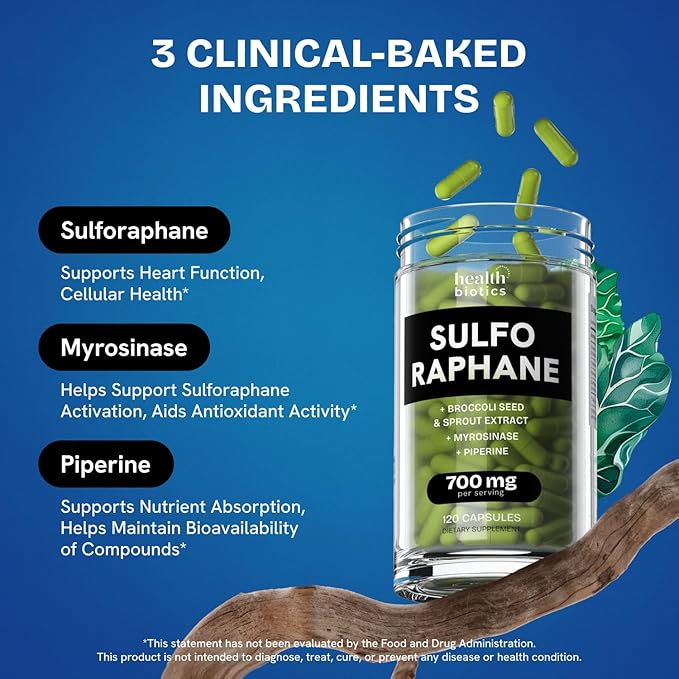 Sulforaphane Supplement Organic Broccoli Sprouts | Stabilized Sulforaphane from Broccoli Florets &amp Seeds | Organic Sulfur Supplements 480 Pills | 4 Packs