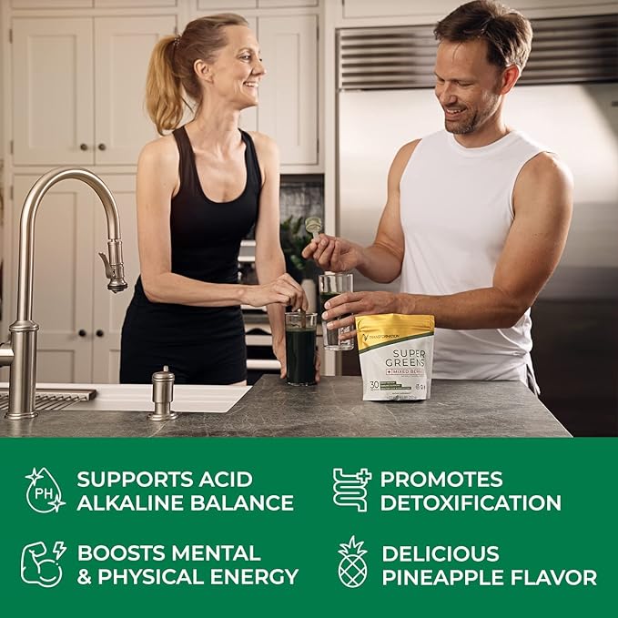 Transformation Chocolate Premium Protein Powder + Super Greens Immune Boosting Combo Pack- Energy Gut Health Detox &amp Diet Support- 30g Multi-Protein Superblend &amp 1 Full Serving Vitamins &amp