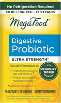 MegaFood Digestive Probiotic - 12 Strain Vegetarian Probiotics for Women &amp Men 30 Billion CFUs Support Gut Health Probiotics for Digestive Health Help Relieve Occasional Gas &amp Bloating 30