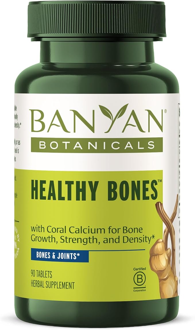 Banyan Botanicals Organic Healthy Bones – Ethical Coral Calcium &amp Bone Density Supplement – with Ashwagandha &amp Arjuna for Skeletal Strength &amp Joint Support – 90 Tablets – Non-GMO