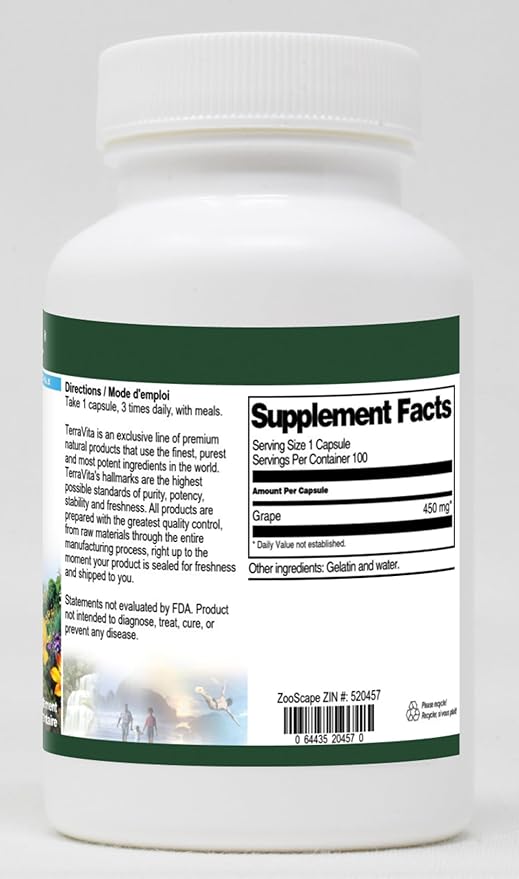 Grape - 450 mg (100 Capsules ZIN: 520457)