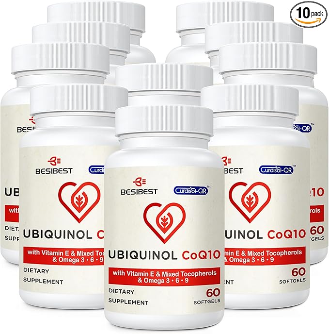 Ubiquinol CoQ10-600mg-Softgel Active Coq10 Ubiquinol Supplement with Vitamin E &amp Omega 3 6 9 High Absorption-Coenzyme-Q10 Powerful Antioxidant for Energy Production Tested 600 Count