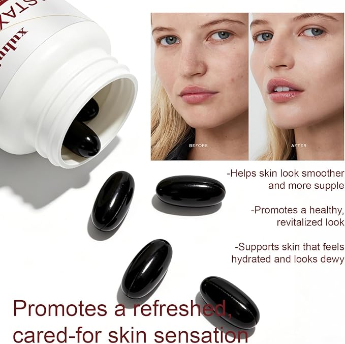 Astaxanthin 12mg 60 Softgels Natural Antioxidant Supplement from Microalgae Non-GMO Soy Free Supports Skin Health Easy to Swallow Softgels 2 Month Supply (1)