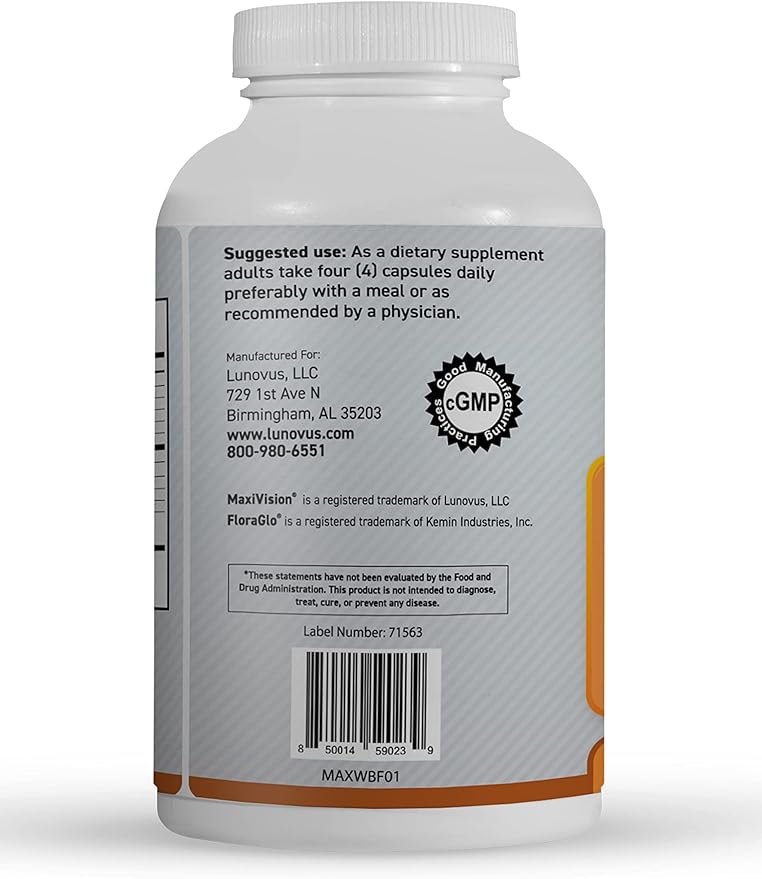 MaxiVision® AREDS 2 Whole Body Formula - AREDS 2 Eye Vitamins w/Lutein and Zeaxanthin - for Macular Support - Eye Supplements for Eye Strain - 120 Capsules Count 1 Bottle