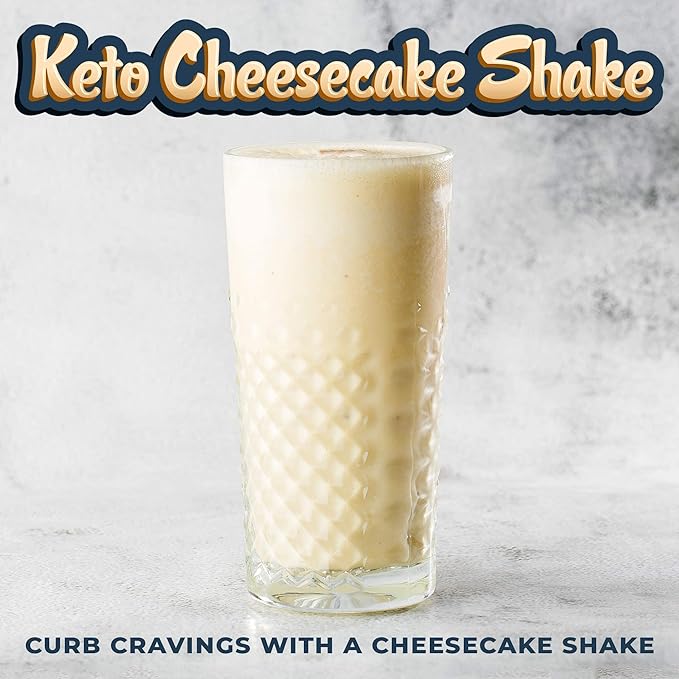 16oz Cheesecake Keto Meal Replacement Shake - Low Carb Keto Protein Powder Mix High Fat Protein Shake with MCTs from Coconut Oil Powder Collagen Peptides and Real USA Cream Cheese - 2 Net Carbs