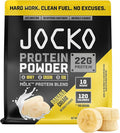 Jocko Fuel Whey Protein Powder Banana Cream 22g Protein Digestive Enzymes + Probiotic Blend No Sugar Added with Essential Amino Acids + Electrolyte Minerals 28 Servings