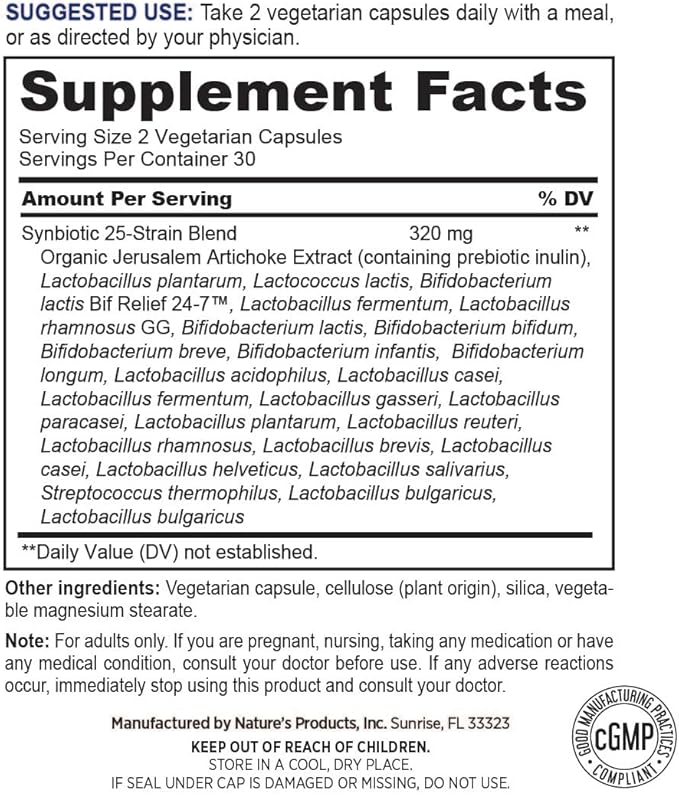 Probiotic Multi Strain Supplement - 60 Vegetarian Capsules - for Women and Men