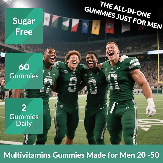 2 Pack Mens Multivitamins Gummies- Methylated Multivitamin for Men with Coq 10 Vegan Omega 3 Vitamins A C E D3 K2 B6 B12 B1 B2 Daily Mens Vitamins for Energy Immunity Sugar Free 120 Count