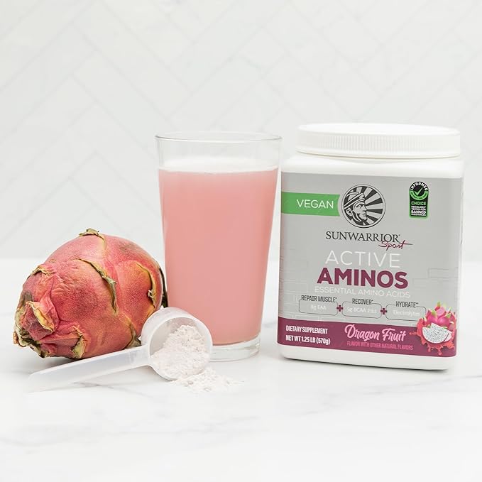 Sunwarrior Amino Acids Amino Energy Powder Essential Amino Acids EAA | Muscle Repair Hydration &amp Recovery | Promote Wellness Strength &amp Endurance | Dragon Fruit Flavor | 30 Servings | Active A