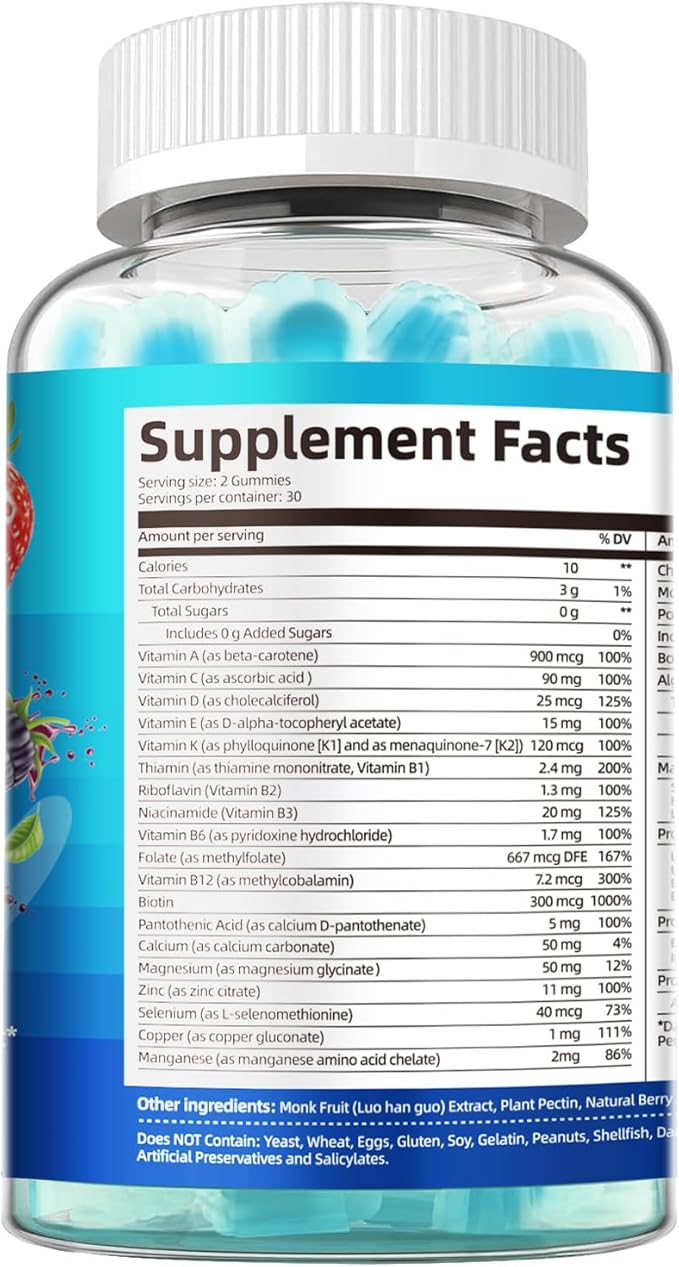 Multivitamin for Men Gummies Bundle (2 Pack) Sugar-Free Omega-3 Probiotics Vitamins A–E &amp B Berry &amp BlackBerry Flavor