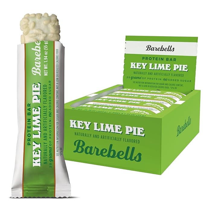 Barebells Protein Bars Key Lime Pie - 12 bars 20g High Protein Treats - White Chocolate Nutrition Bar with 1g Total Sugars - On-The-Go Breakfast or Post-Workout Snack