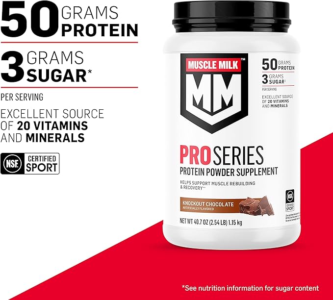 Muscle Milk Pro Series Protein Powder Supplement Intense Vanilla 5 Pound 28 Servings &amp Pro Series Protein Powder SupplementKnockout Chocolate2 Pound11 Servings50g Protein