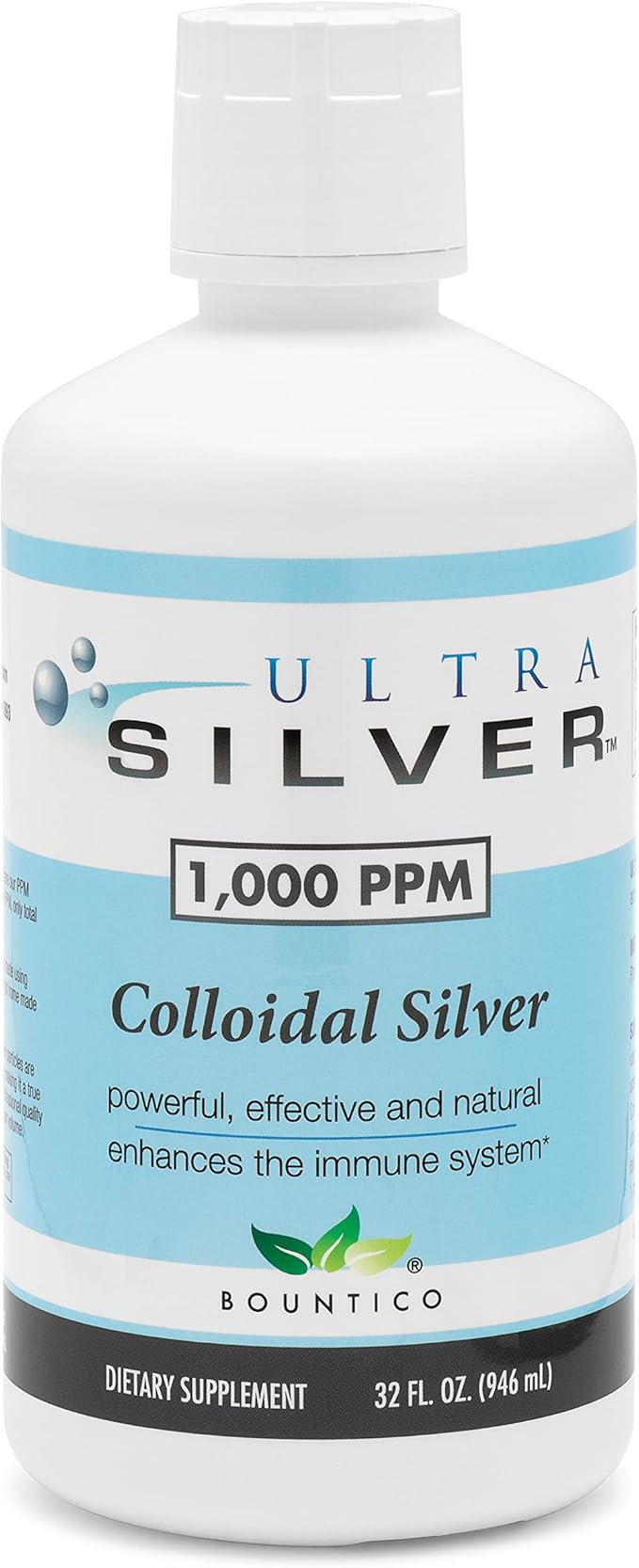 Ultra Silver® Colloidal Silver | 1000 PPM 32 Oz (946mL) | Mineral Supplement | True Colloidal Silver - 4 oz Dropper Bottle (Empty) Included for Dispensing!