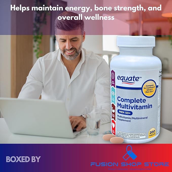Multivitamin Multimineral for Men 50+ Tablets 200 Count (Pack of 1) Boxed by Fusion Shop Store