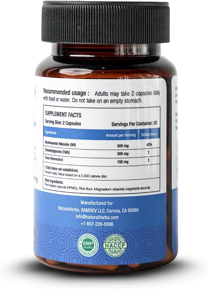 NAD+ Supplement 950mg Per Serving (Nicotinamide Adenine Dinucleotide) NAD+ Supplements for Men &amp Women 60 Vegan Gluten-Free Capsules 30 Day Supply