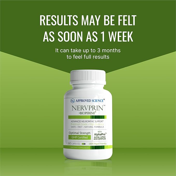 Approved Science Nervprin - Nerve Support - Benfotiamine B12 R-Alpha-Lipoic Acid Corydalis Boswellia BioPerine - 60 Capsules - Made in The USA