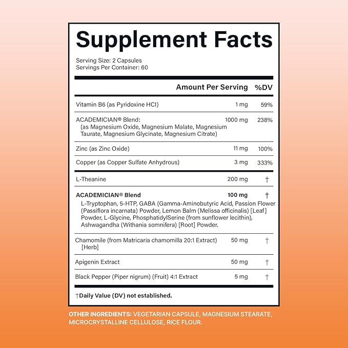 Magnesium Glycinate with Magnesium Citrate Capsules L-Theanine Supplement Magnesium Taurate Apigenin Supplement - 120 Count