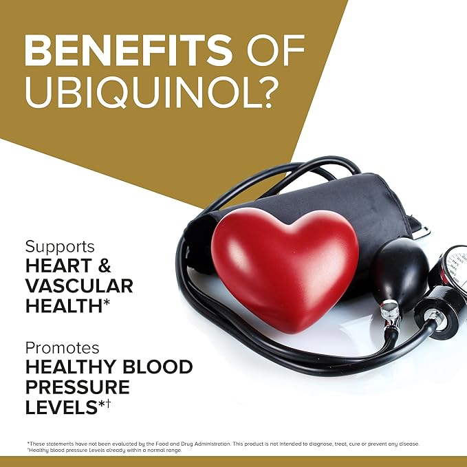 Qunol Ubiquinol CoQ10 100mg Softgels Ubiquinol - Active Form of Coenzyme Q10 Antioxidant for Heart Health Healthy Blood Pressure Levels Beneficial to Statin Users 60 Count