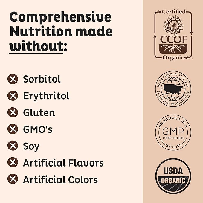 KOS Vegan Protein Powder Erythritol Free Chocolate - Organic Pea Protein Blend Plant Based Superfood Rich in Vitamins &amp Minerals - Keto Dairy Free - Meal Replacement for Women &amp Men 28 Ser