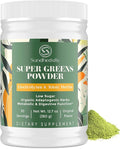 Super Greens Powder Superfood + Electrolytes &amp Tonic Herbs | Organic Greens Shilajit Adaptogens Antioxidants Preobiotic &amp Probiotic &amp Postbiotic| for Energy Gut &amp Immune| Unflavor