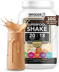 INVIGOR8 Superfood Grass Fed Whey Protein Isolate Shake Himalayan Salted Caramel Gluten-Free and Non GMO Meal Replacement with Probiotics and Omega 3 (645g)