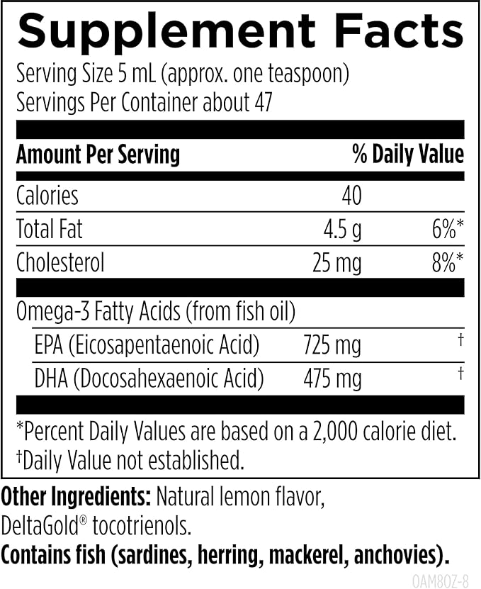 Designs for Health OmegAvail Liquid TG Fish Oil 1200mg - Triglyceride Omega-3 Fish Oil Brain Support Supplement with DHA/EPA - Natural Lemon Flavor (8oz / 47 Servings)