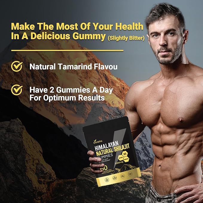 Shilajit Gummies with Ashwagandha &amp Gokshura | 85+ Trace Minerals &amp Fulvic Acid | Organic Non-GMO Micronutrient Supplement for Men &amp Women | 100% Pure &amp Natural