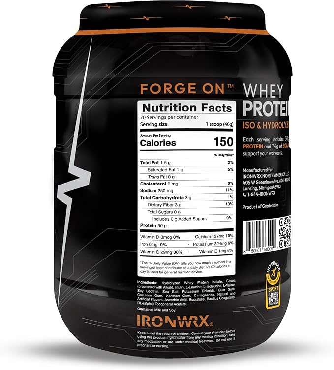 100% Hydrolyzed Whey Protein Isolate | 30g Protein 7.4 g BCAAs | Chocolate | Informed Sport Certified Banned Substance Free | Low Carb Keto Friendly Fast Absorbing Powder | 70 Servings