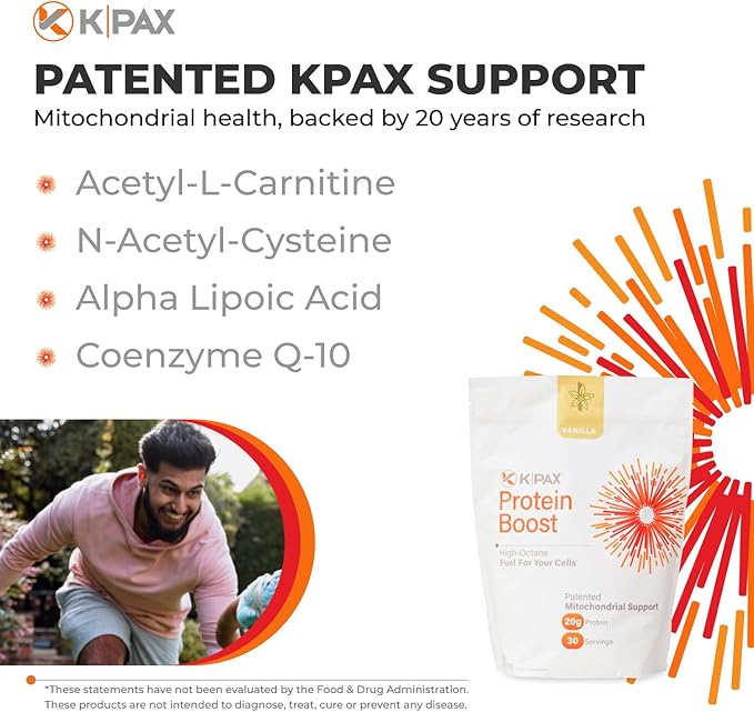 K* PAX KPAX Immune Protein Blend Mitochondrial Support Formula + Green Superfood and Probiotics Vanilla 2 -Pound