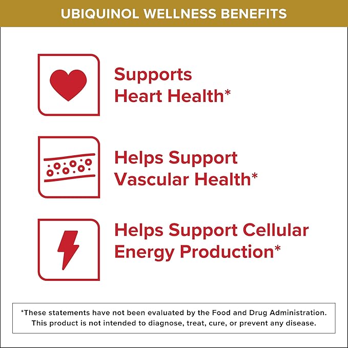 Qunol 200mg Ubiquinol Powerful Antioxidant for Heart and Vascular Health Essential for energy production Natural Supplement Active Form of CoQ10 60 Count