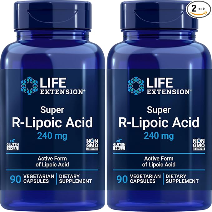 Life Extension Super R-Lipoic Acid 240mg 90 Veg Capsules (Pack of 2)