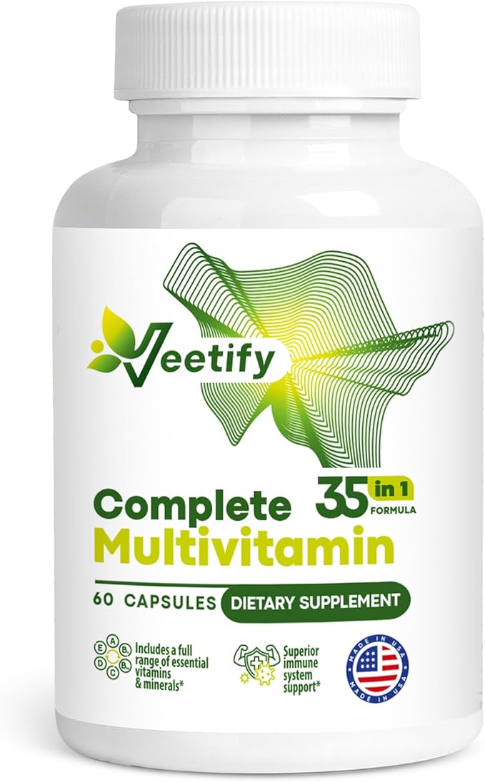 Complete Multivitamin 35‑in‑1 – High‑Potency Daily Vitamins &amp Minerals with Antioxidants (A B‑Complex C D E) Magnesium Zinc &amp Green‑Tea Detox Formula for Women &amp Men – 60 Veggie Caps