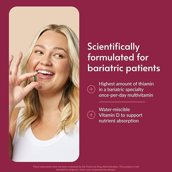 Bariatric Advantage Ultra Solo with Iron - Once-Per-Day Daily Multivitamin - for Bariatric Patients - with Thiamin Vitamin A &amp More - Gluten Free - 30 Capsules