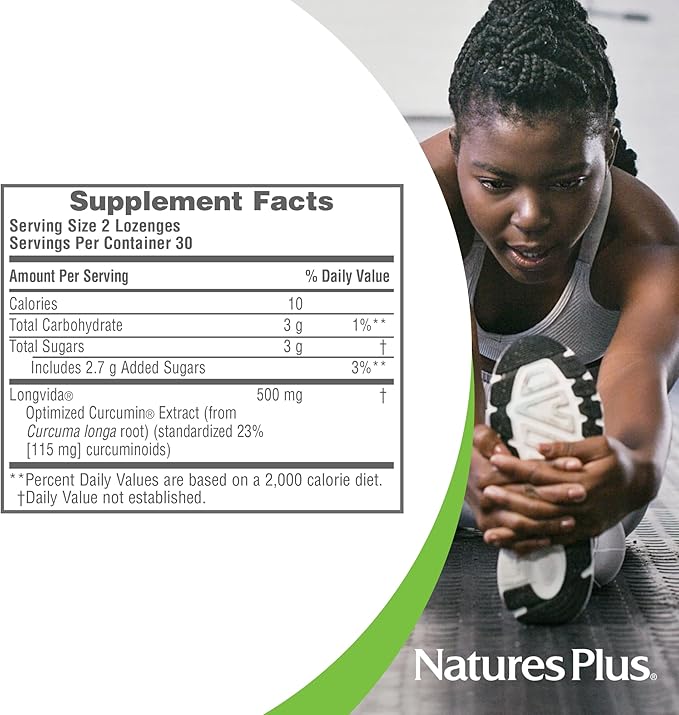 NaturesPlus PRO Longvida Curcumin - 60 Lozenges - Promotes Healthy Free Radical Protection - Non-GMO Vegan Gluten Free Soy Free - 30 Servings