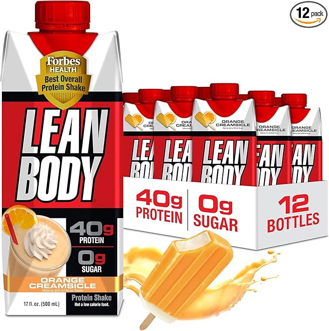 LABRADA Lean Body Ready-to-Drink Orange Creamsicle Protein Shake 40g Protein Whey Blend 0 Sugar Gluten Free 22 Vitamins &amp Minerals 17 Fl Oz (Pack of 12)