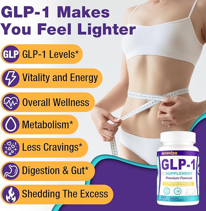 GLP-1 Supplements Women &amp Men 14-in-1 GLP1 for Daily GLPl Level*Metabolism* Digestion &amp Energy 5X Advance Formulate GLP 1 with Akkermansia Probiotic 60 Caps