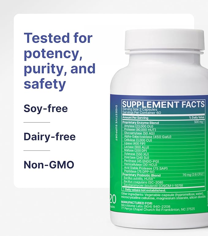 DigestMate Digestive Enzyme and Probiotic Supplement - Broad-Spectrum Digestive Enzymes for Women and Men with 14 Enzymes and Spore-Based Probiotics for Gut Health