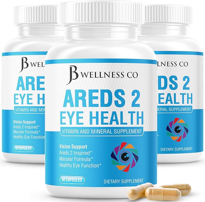 JB Wellness AREDS 2 Eye Vitamin &amp Mineral Supplement Contains Lutein Vitamin C Zeaxanthin Zinc &amp Vitamin Enhance Vision Supplement - 180 Count