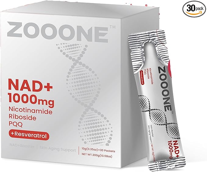 zooone NAD+ Supplement 1000mg Liquid Packets – Nicotinamide Riboside &amp Resveratrol Formula – Premium NAD Supplements for Men &amp Women – Boosts Cellular Energy Supports Healthy Aging &amp Vita