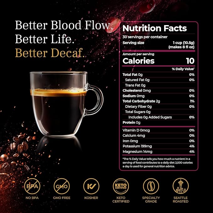 VINIA Blood Flow Energy Bundle | Piceid Resveratrol Capsules 30 Count + Decaf Coffee K-Cup Pods 60 Count | Nitric Oxide &amp Heart Health Support | Caffeine-Free Energy | Non-GMO