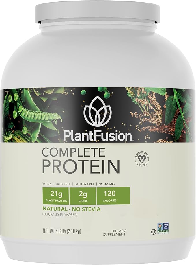 PlantFusion Complete Vegan Protein Powder - Plant Based Protein Powder with BCAAs Digestive Enzymes and Pea Protein - Keto Gluten Free Non-Dairy No Sugar Non-GMO - Natural- No Stevia 5 lb Bulk
