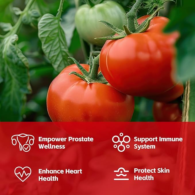 Lycopene Supplement for Men 100mg Lycopene Capsule with 200mg Reishi Mushroom for Overall Health 2 Month Supply Non-GMO &amp Gluten Free Vegan 60 Rapid Release Capsules