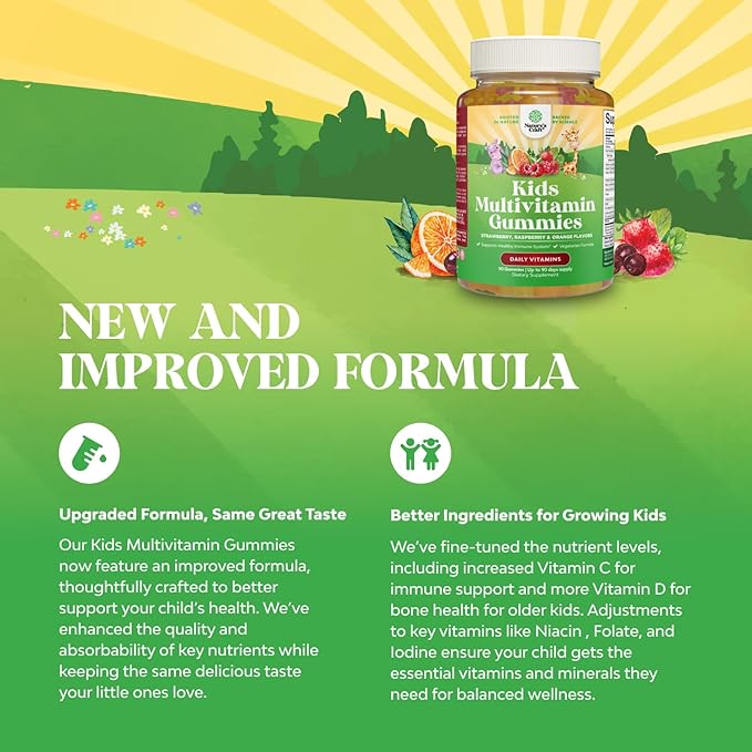 Bundle of Plant Based Kids Multivitamin Gummies with Vitamins A C D3 E B6 &amp B12 Zinc &amp Iodine and Kids DHA Omega 3 Gummies with Vegetarian 6 9 for Vision Brain &amp Immunity - Non GMO Su
