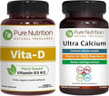 Pure Nutrition Vitamin D3 K2 + Cal-D Plant-Based Calcium | Vegan D3 from Lichen | Bundle Pack
