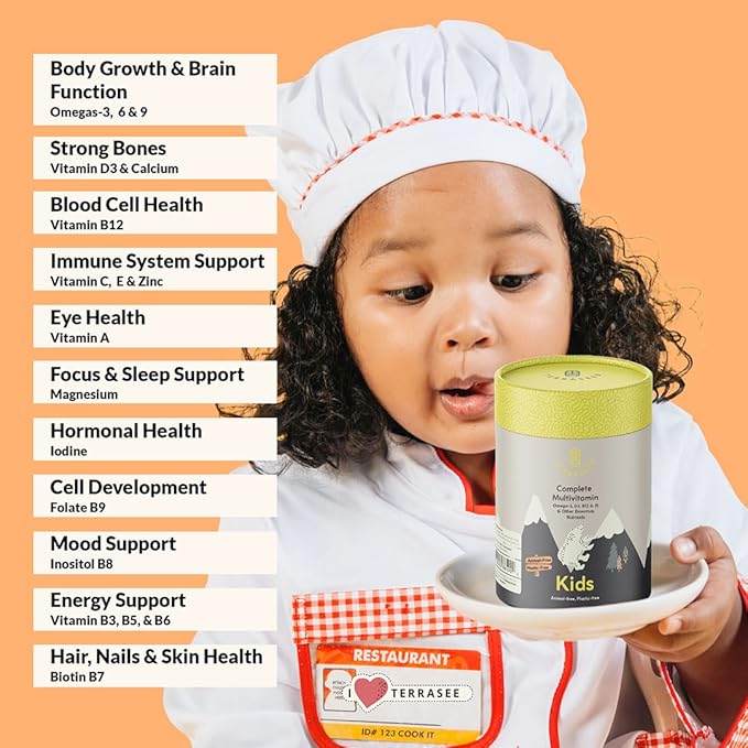 Complete Kids Multivitamin Gummies - with Omega 369 Vitamin B12 Folic Acid Iodine Vitamin C Zinc - Kids Daily Essential Vitamins - Premium Vegan Multivitamin for Kids 2+ (60 Gummies)