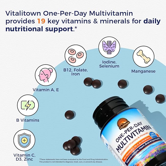Vitalitown Probiotics &amp Daily Multivitamin Bundle (Pack of 2) | Probiotics 120 Billion CFUs (Item 1) &amp Multivitamin with Iron Zinc (Item 2)