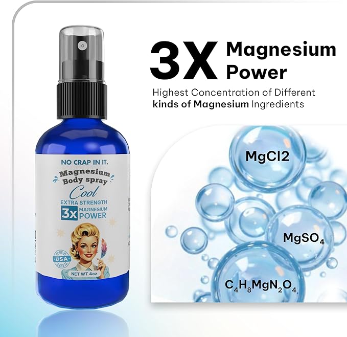 No Crap In It Magnesium Spray Triple Action!- Your Way to Wellness | Immediate Relief with Our Unique Magnesium Glycinate Citrate Chloride Blend Spray (Cool)
